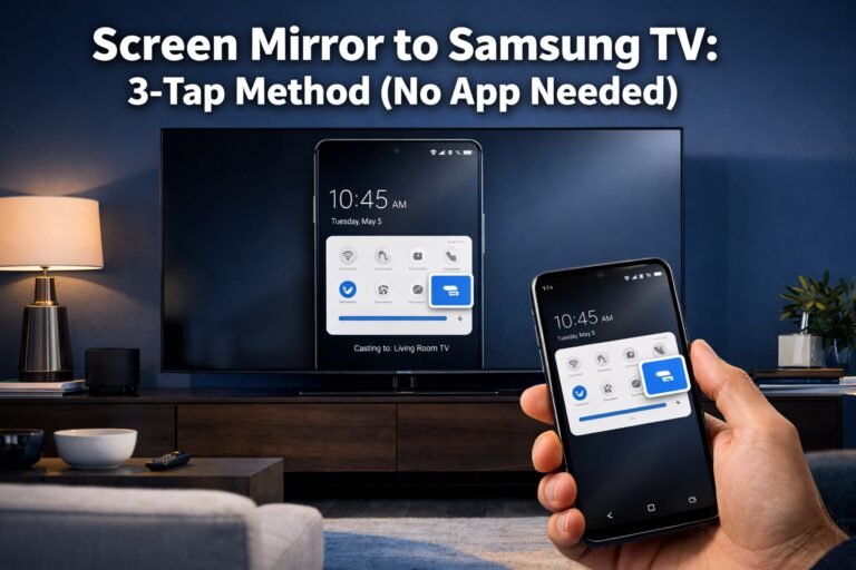 Screen Mirror to Samsung TV: 3-Tap Method (No App Needed)